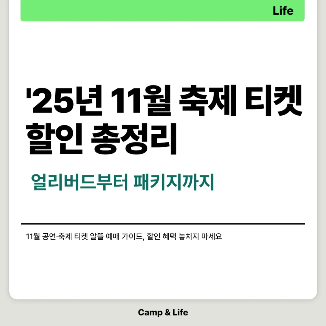 2025년 11월 축제 티켓 할인 총정리