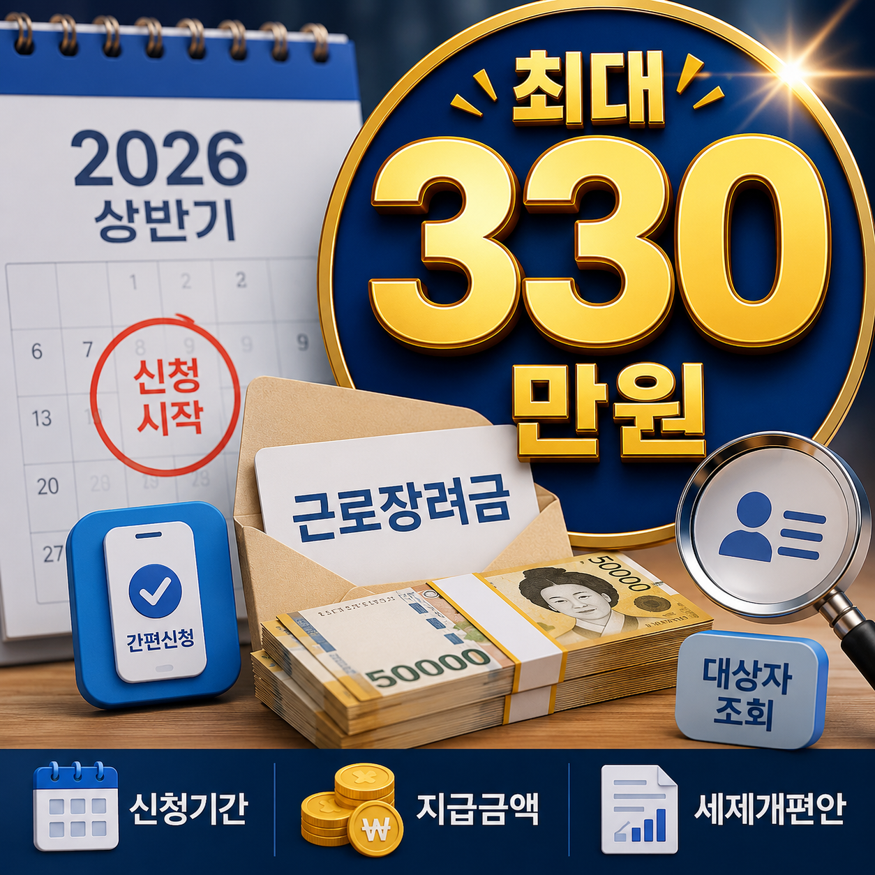 2026 상반기 근로장려금 신청 언제부터? 금액·일정·조회방법, 세제개편안 은?