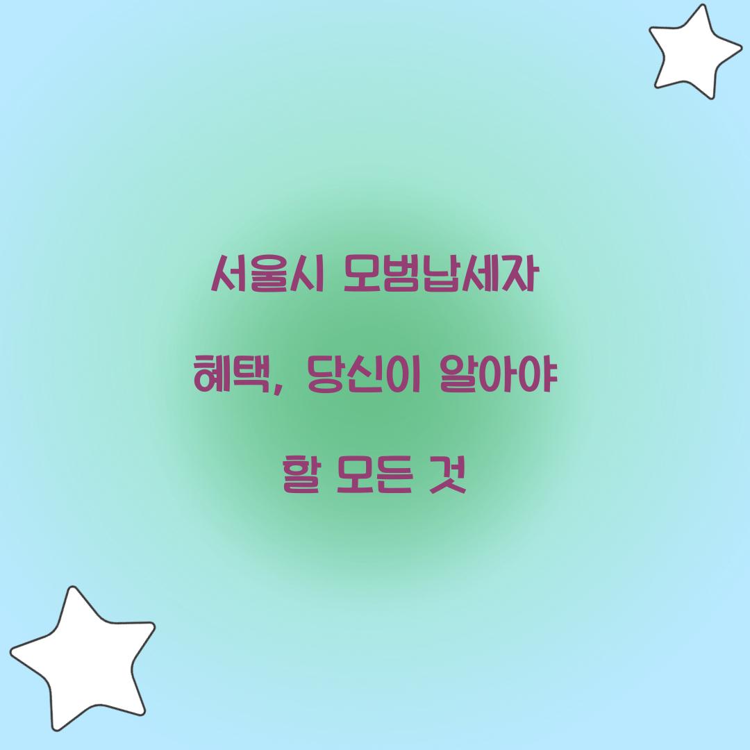 서울시 모범납세자 혜택