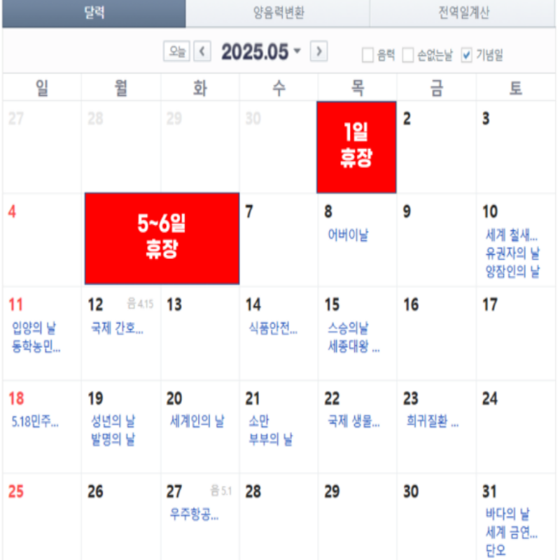 5월 미국 주식시장 휴장일 총정리