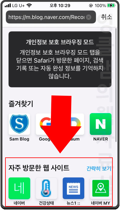 사파리 자주 방문한 웹 사이트