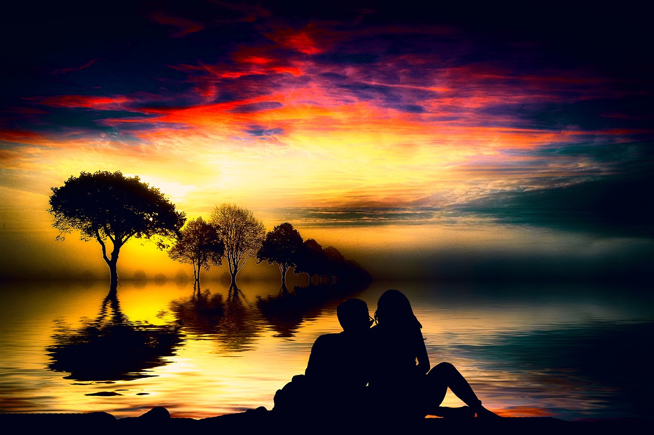 couple silhouette beach 관련 사진