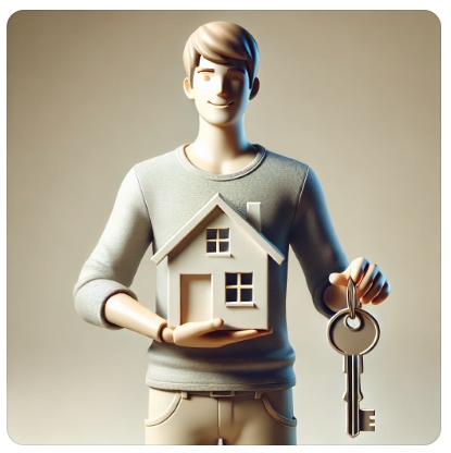 사람이 집과 돈을 들고있는 모습