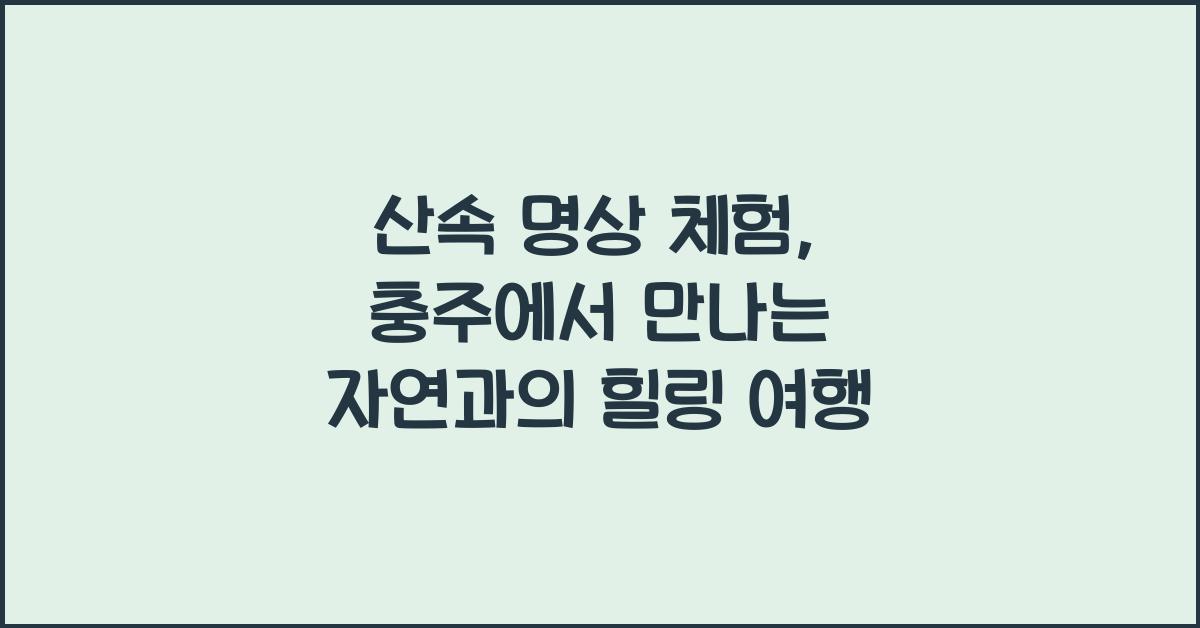 산속 명상 체험