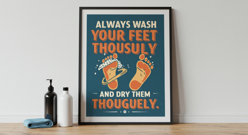 발을 항상 깨끗하게 씻고 완벽하게 말립니다.