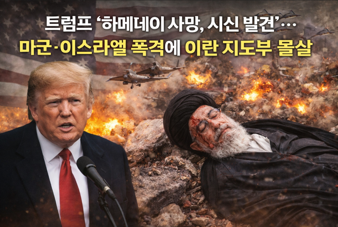 트럼프 하메네이 사망 발표, 미군·이스라엘 폭격에 이란 지도부 몰살