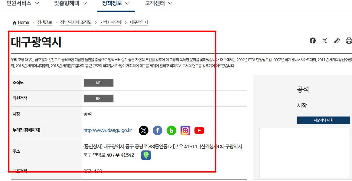 정부 조직도 확인 사이트