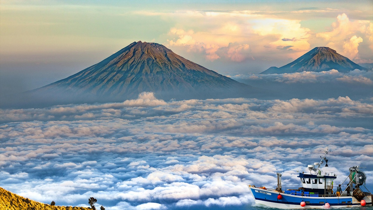 일본 화산 선박 이미지