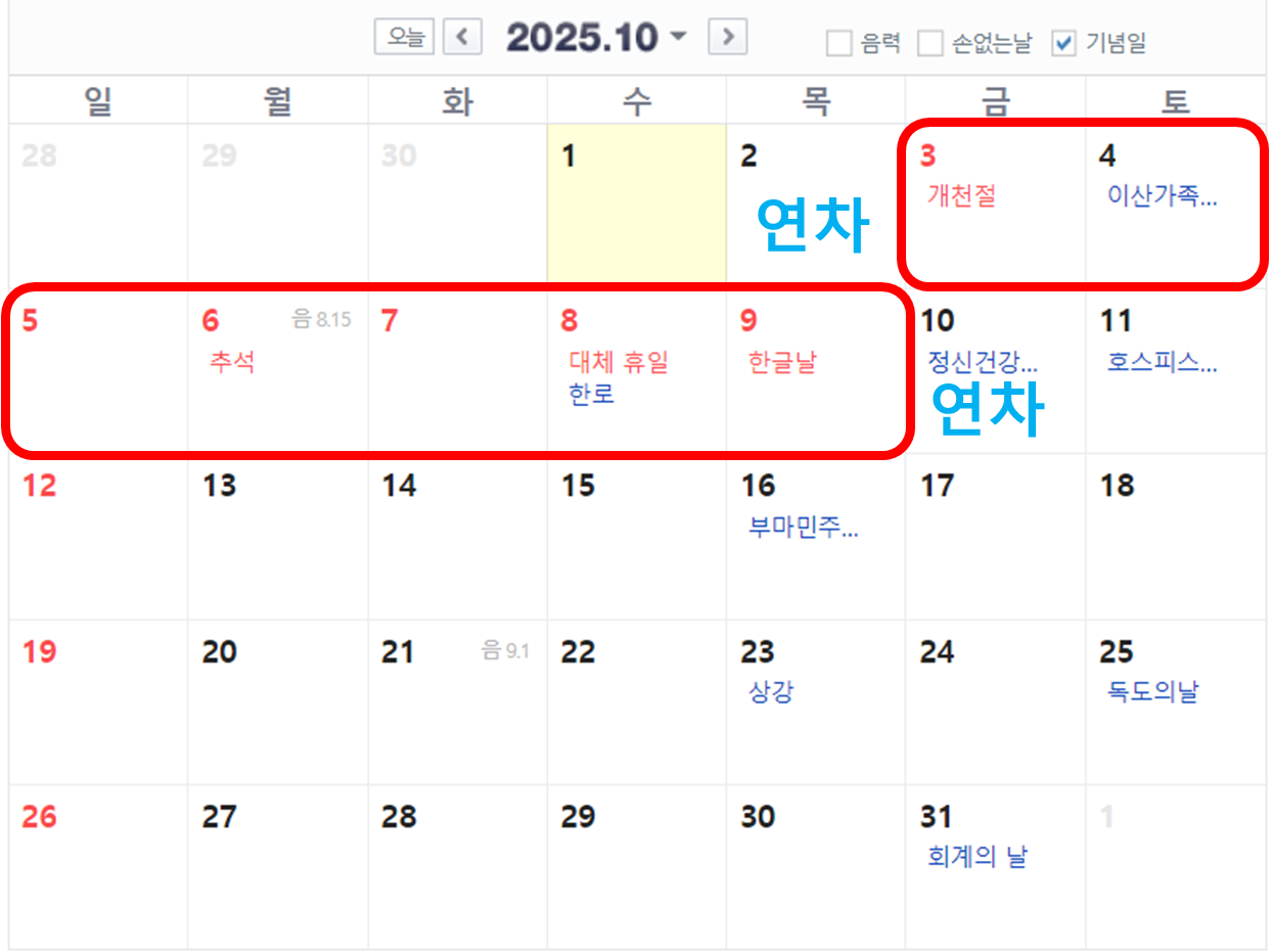 2025년 대체공휴일 및 황금연휴 미리 확인하기