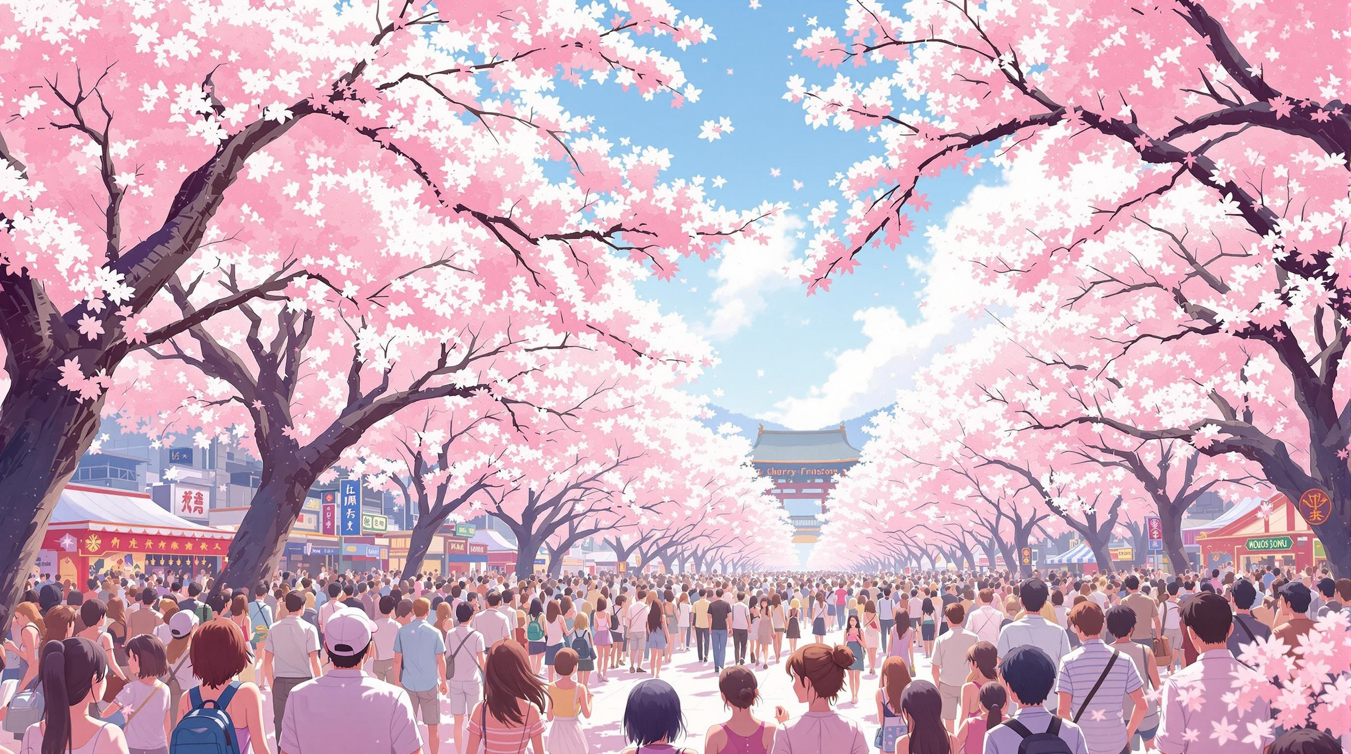 애니메이션 효과를 넣은 벚꽃축제장