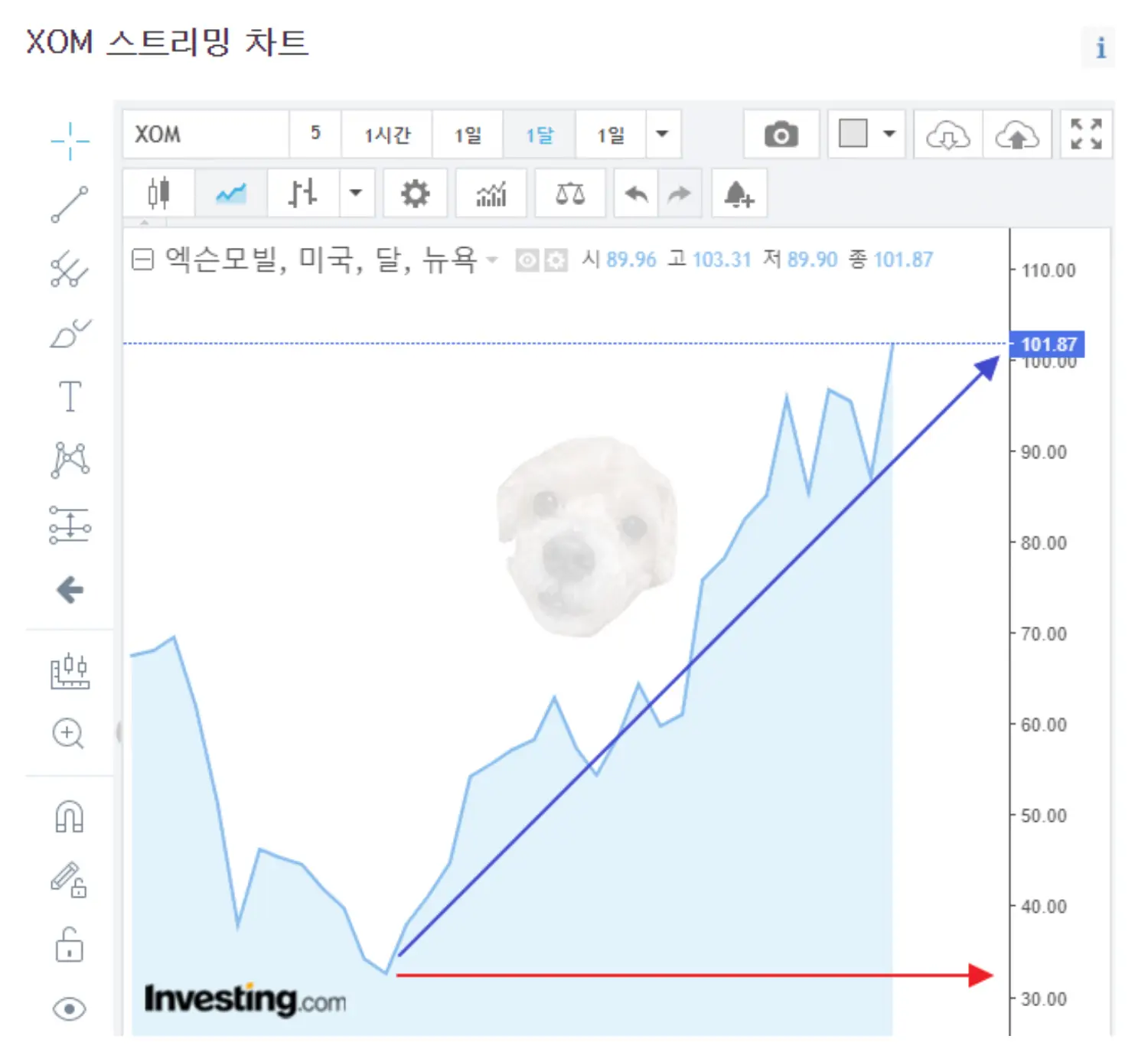 엑슨모빌 가격 차트