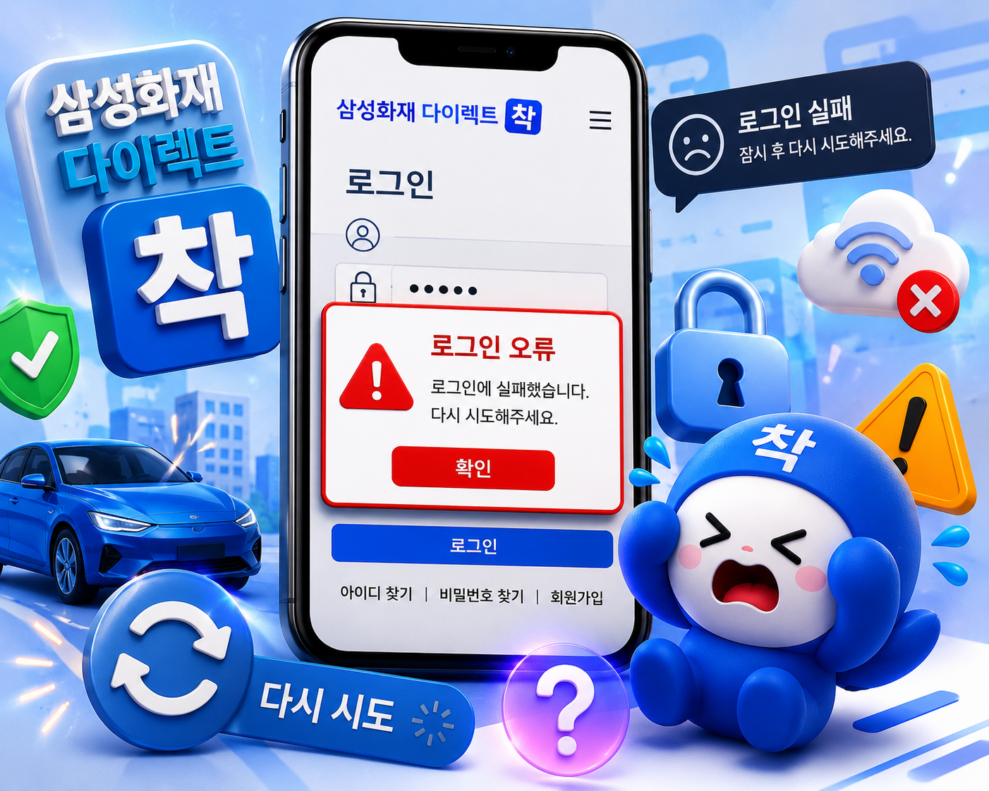 삼성화재 다이렉트 착 앱 로그인 오류 해결방법 총정리