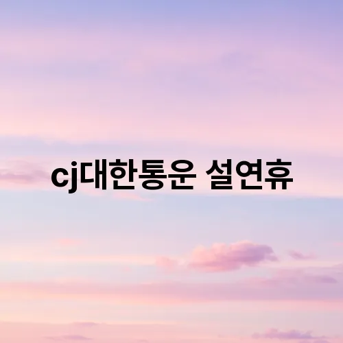 cj대한통운 설연휴