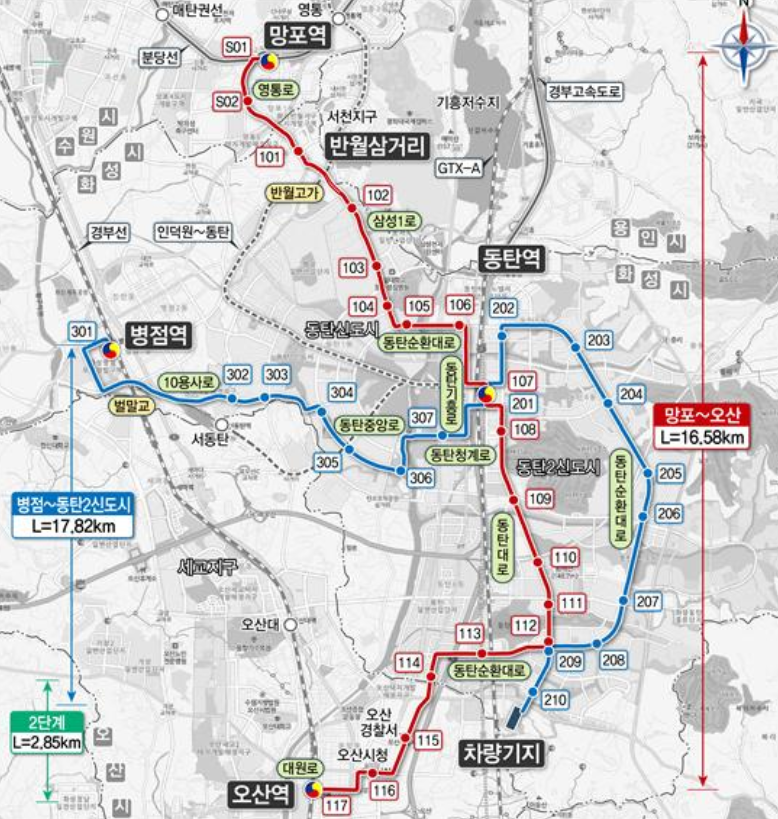 동탄트램 노선도