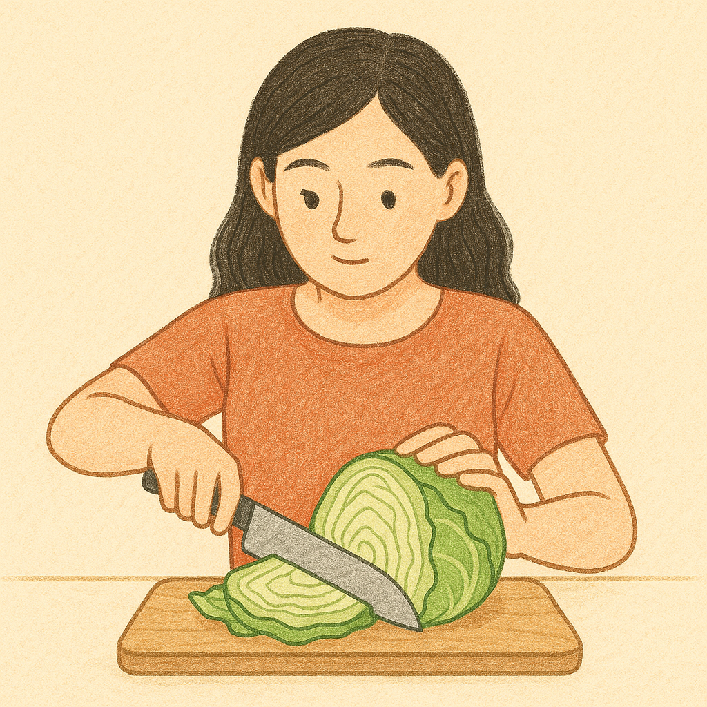 양배추 손질 이미지