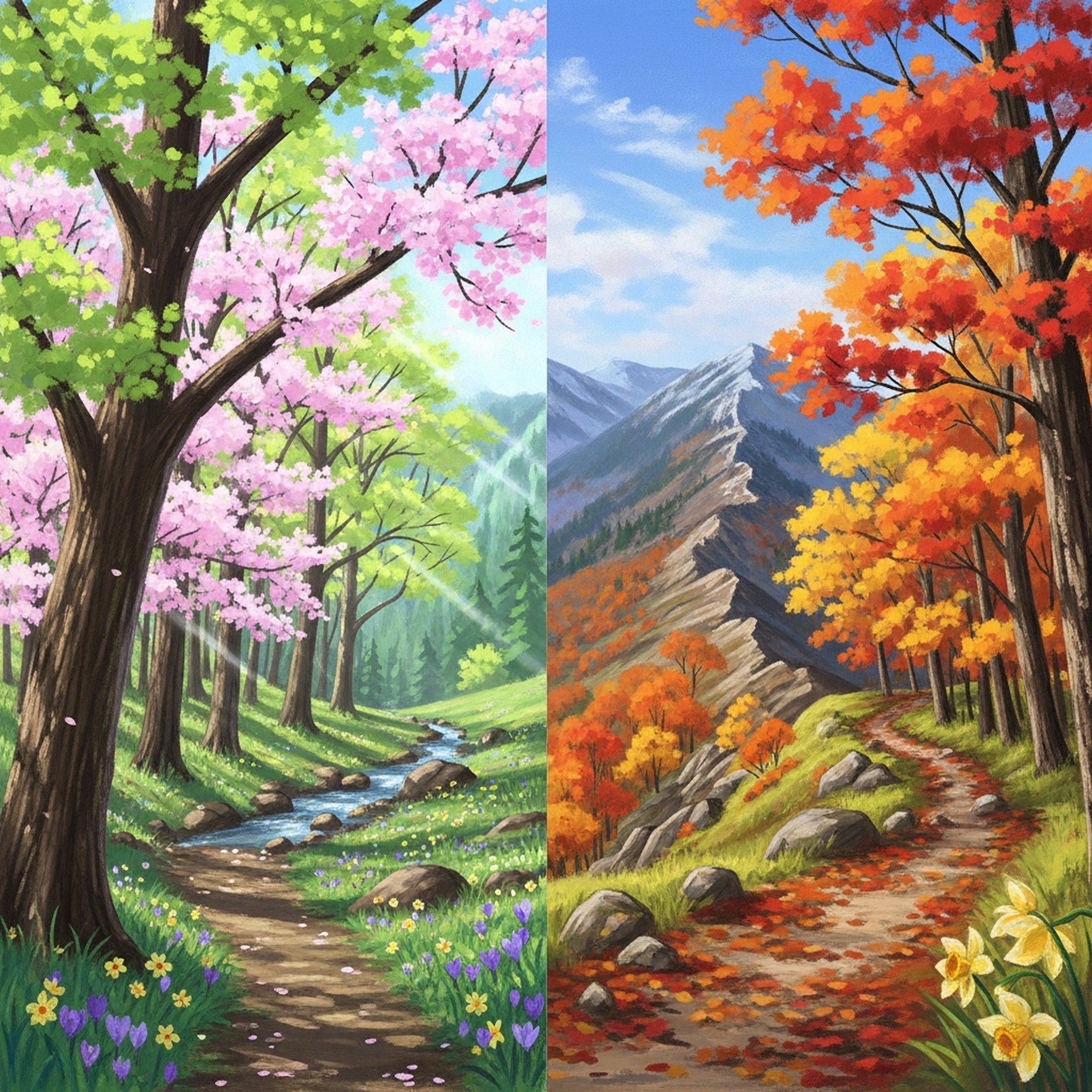 계절 풍경의 산 능선