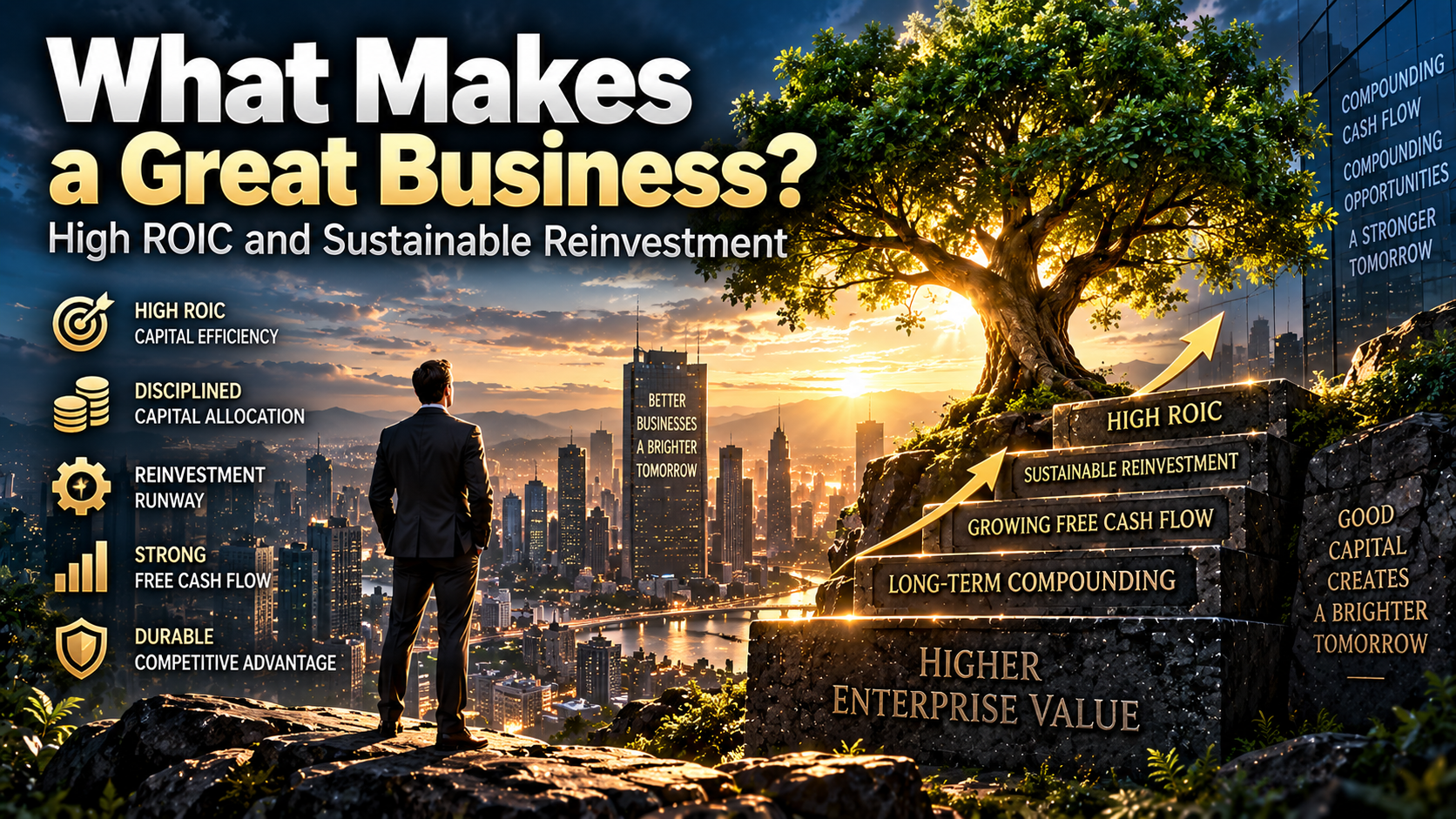 High ROIC and sustainable reinvestment supporting free cash flow growth and long-term enterprise value.