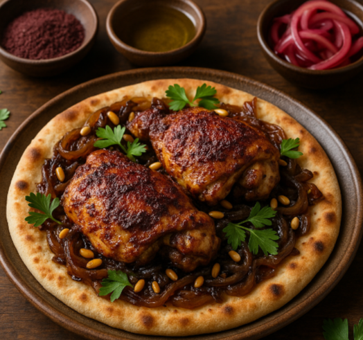 팔레스타인 전통 음식 무사칸 수마크 치킨 관련 사진