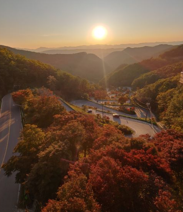 속리산 말티재 전망대 가을 노을