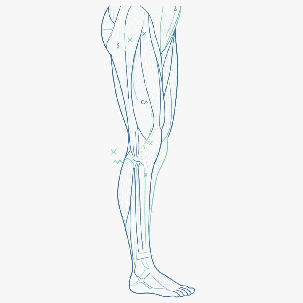 운동 다음 날 근육통이 찾아오는 지연성 회복 반응을 표현한 다리 일러스트레이션
