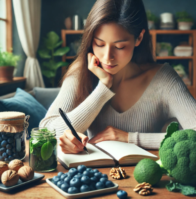 두뇌건강에 좋은 블루베리를 챙기는 모습