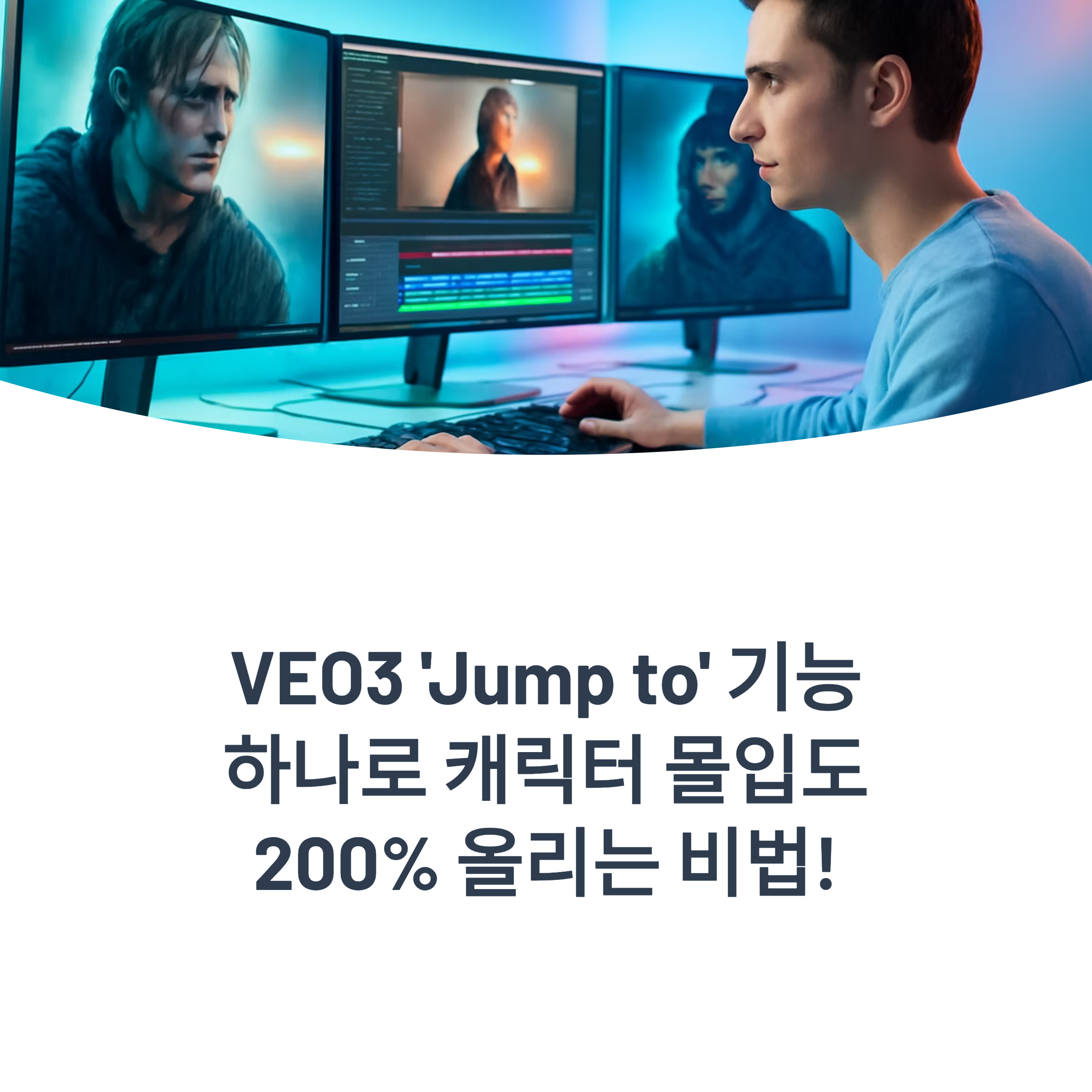 VEO3 'Jump to' 기능으로 캐릭터 감정선과 장면 연결을 자연스럽게! 영상 몰입도 높이는 장면 전환 꿀팁, 지금 확인해보세요.