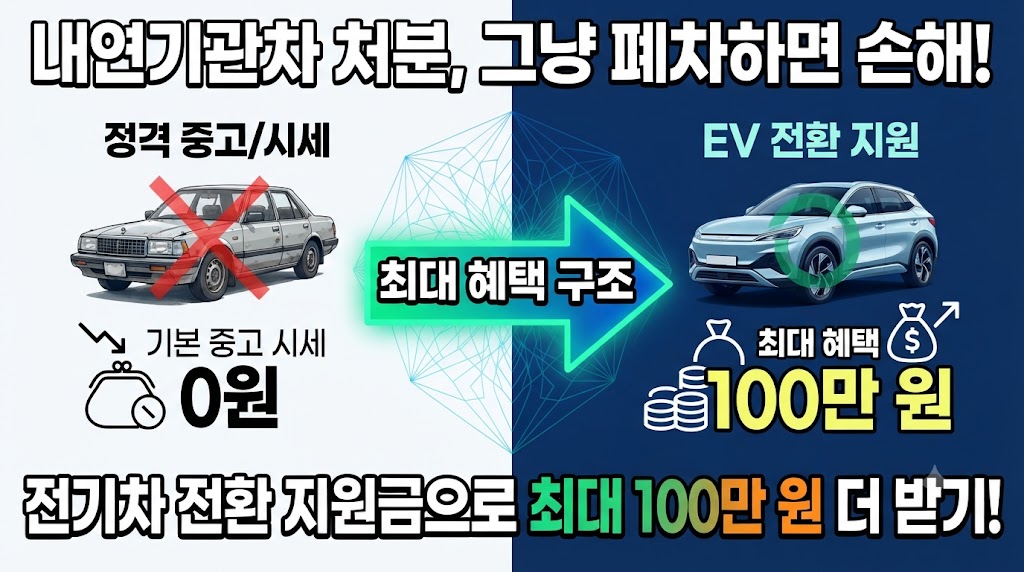 내연기관차 폐차·전환 지원금 완벽 가이드 : 디젤·가솔린 처분하고 전기차 갈아탈 때 최대 혜택 받는 법, 썸네일.
