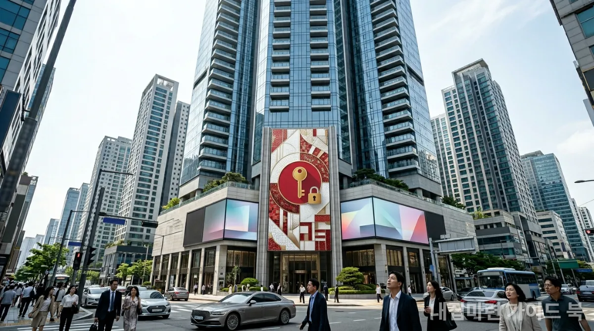 신축 아파트의 높은 가격과 공급 부족을 상징하는 이미지