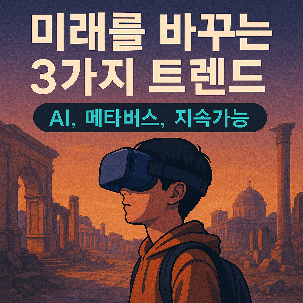 미래를 바꾸는 3가지 트렌드 (AI, 메타버스, 지속가능) 연관 이미지