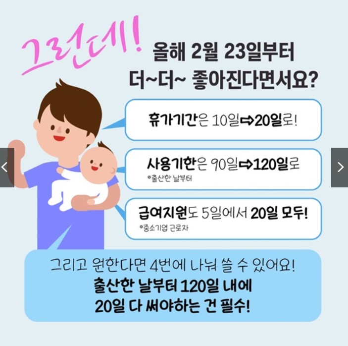 배우자 출산휴가 20일 언제부터? 기간 및 지원금 신청 방법까지 2025 총정리 (급여 100% 받기)