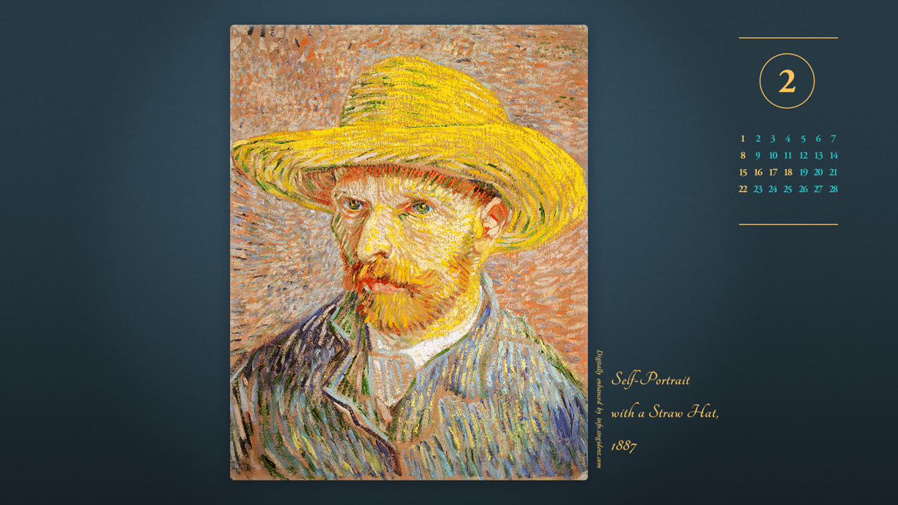 05 밀짚 모자를 쓴 자화상, F365 A - 2026년2월 달력배경화면