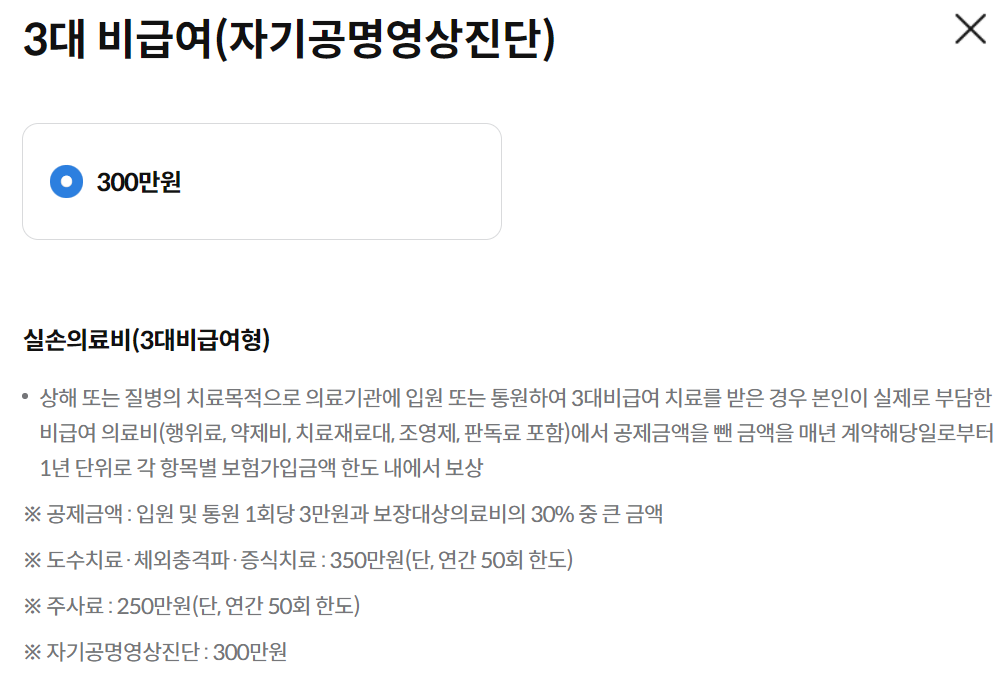 삼성화재 다이렉트 실손의료보험 보장내용