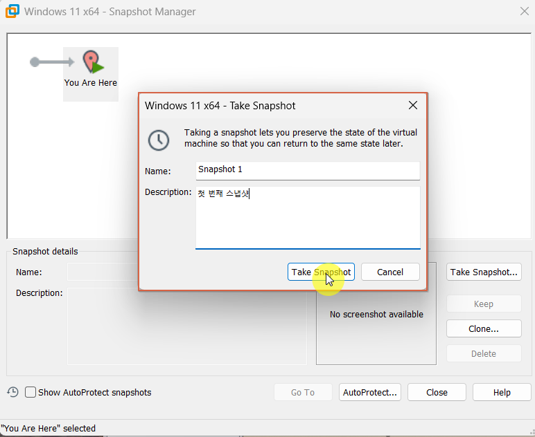 vmware 스냅샷 만들기 이미지
