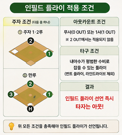 인필드 플라이 적용 조건