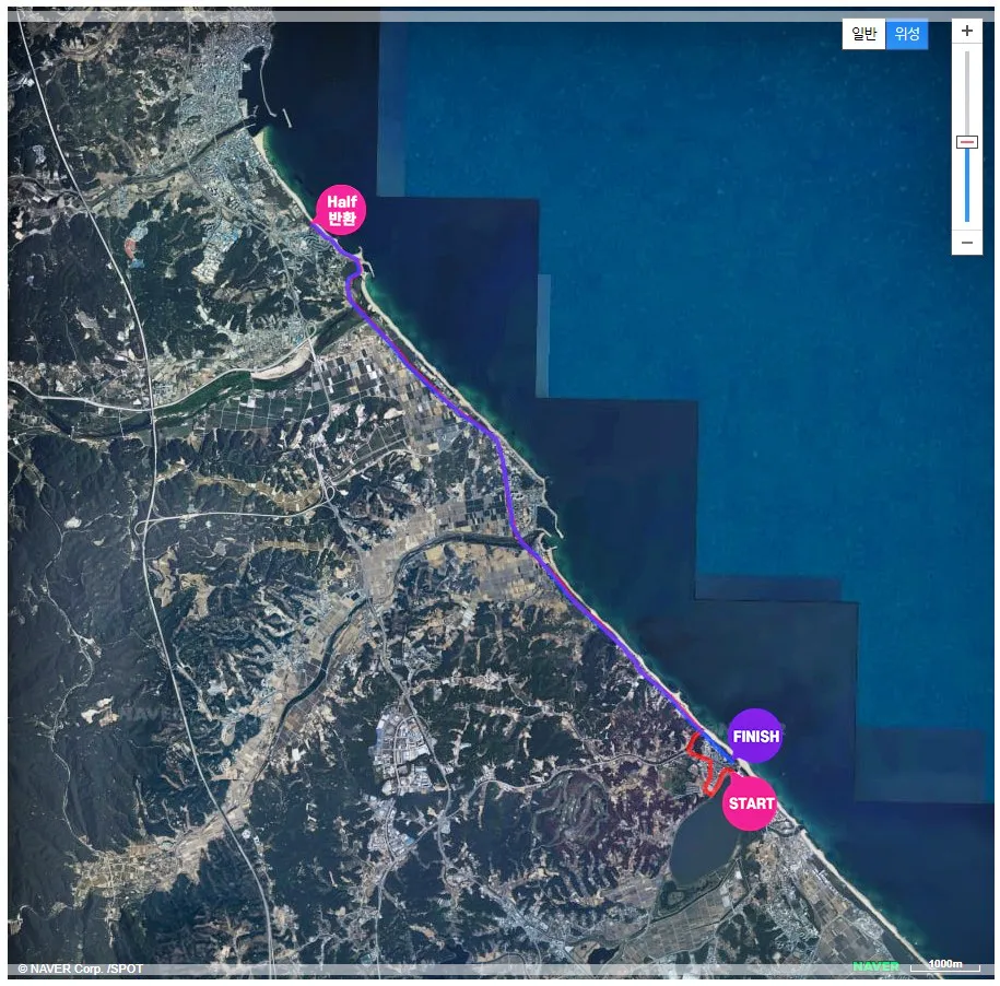 경포마라톤-하프코스-위성사진