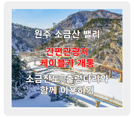 원주 간현관광지 케이블카 개통! 소금산 출렁다리, 그랜드밸리까지
