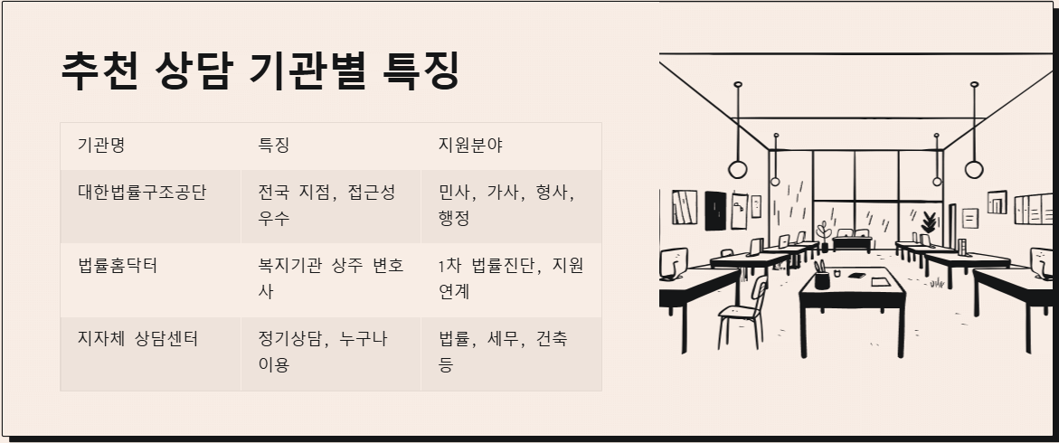 무료법률상담 추천 상담 기관별 특징