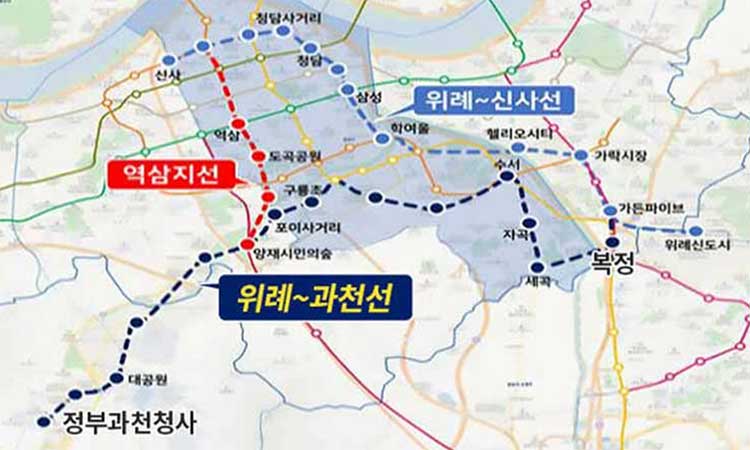 위례과천선-대우건설 컨소시엄-노선도-지도-복정~정부과천청사