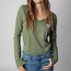 쟈딕앤볼테르 쟈딕앤볼테르 V넥 하트 포인트 면 긴팔 티셔츠