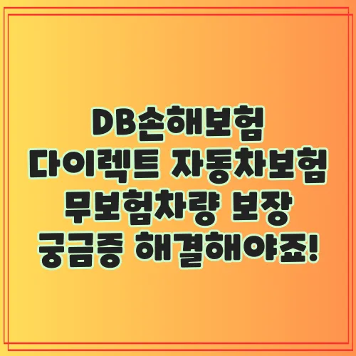 DB손해보험 다이렉트 자동차보험 무보험차량 보장 궁금증 해결해야죠!