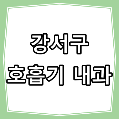 서울시 강서구 호흡기 내과 진료 잘 하는 병원