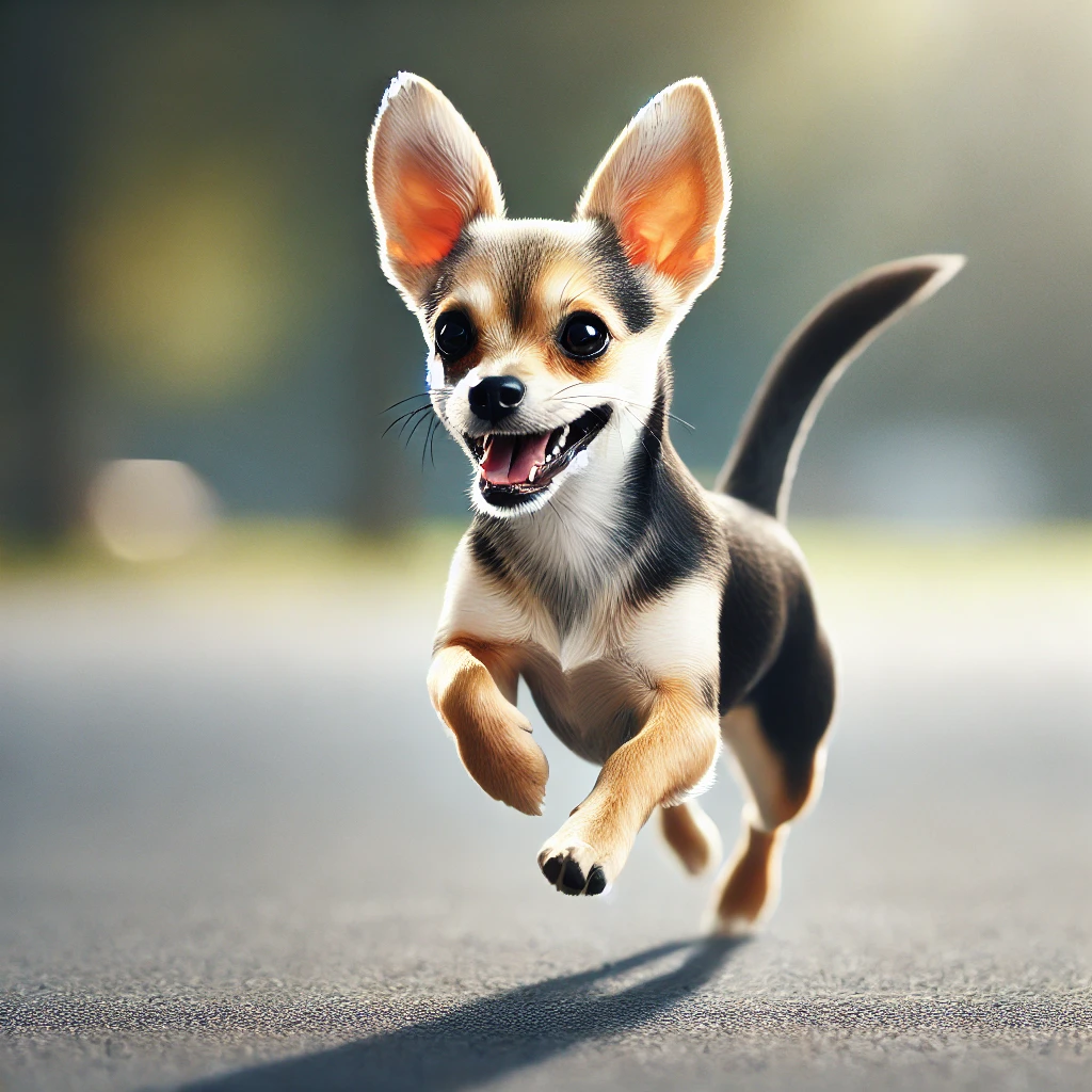 야외에서 신나게 달리는 활발한 소형견