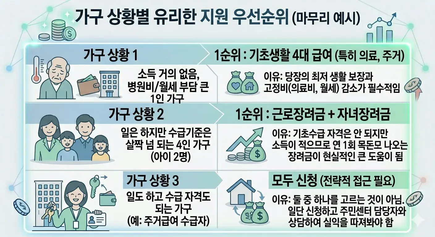 4 가구 상황별 유리한 지원 우선순위