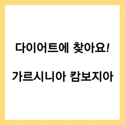 가르시니아 캄보지아 효능