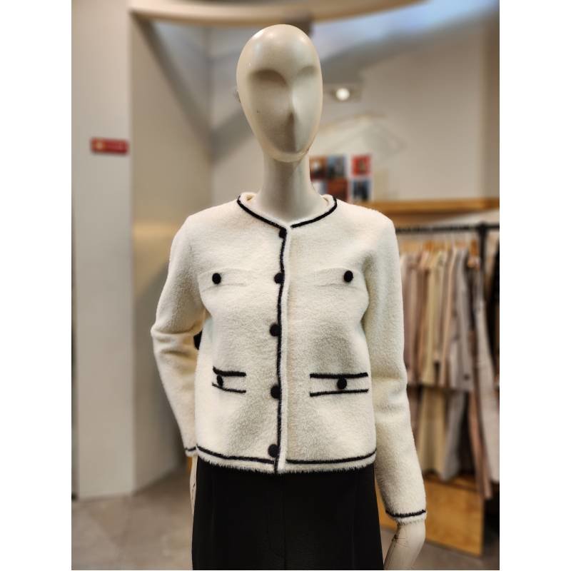 온앤온 라운드넥 배색 가디건 NJK2WDB08