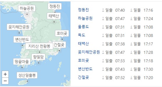 1월1일 해뜨는 시간