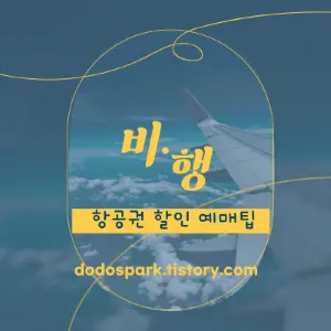 비행기 창밖의 하늘과 구름 풍경과 항공권 할인 예매팁 문구