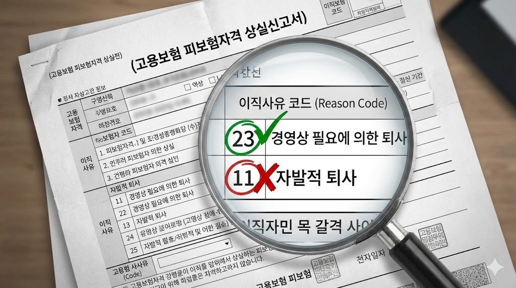 고용보험 상실신고서 이직사유 코드 23번과 11번의 차이점