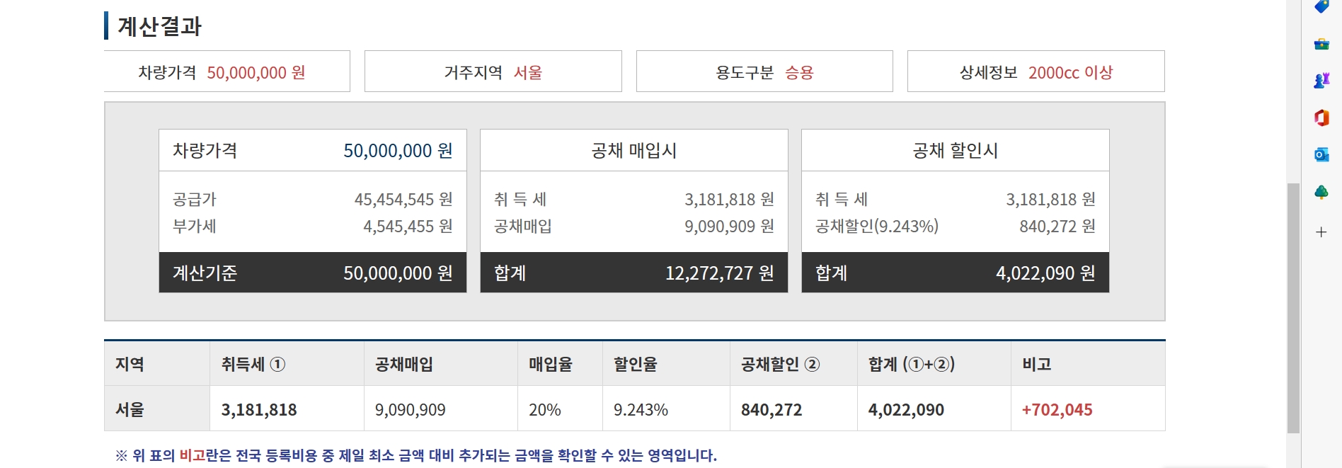 자동차 취등록세 계산기