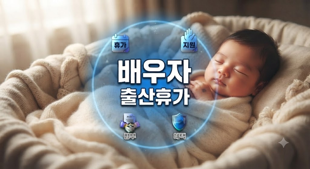 출산휴가를 받은 배우자가 갓난아이를 재우고 있는 모습